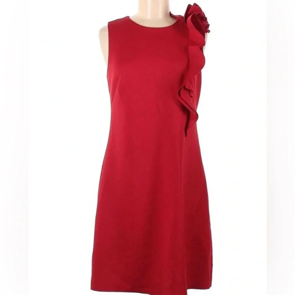 Jason Wu Ruby Red Ruffle Sleeveless Nwt Dress Siz… - image 1